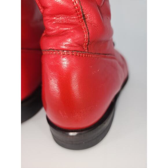 Vintage Justin Red Leather Lace-Up Boots Women’s 7.5B - Picture 14 of 16